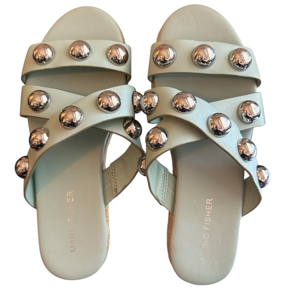 MARC FISHER Prisca Ball-Studded Espadrille Sandals slides Women’s Size 6